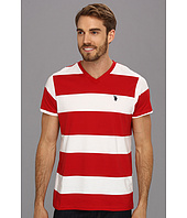 U.S. POLO ASSN.  Wide Striped V-Neck T-Shirt  image